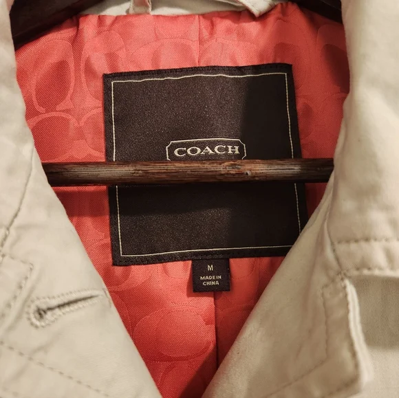 Coach Button Down Beige Trench Coat, Medium - Picture 3 of 6